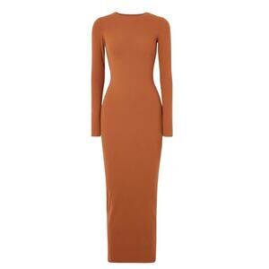 SKIMS Fits Everybody Crewneck Long Sleeve Dress – Color Bronze – Size XL – NWOT